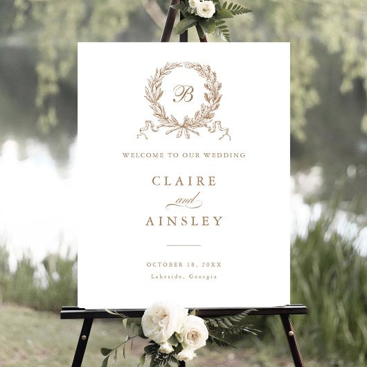 Elegant  Olijf Eiken Gouden Krans Welkomstbord Poster