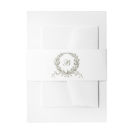 Elegant Olijf Eiken Krans Sage Bruiloft Monogram Uitnodigingen Wikkel