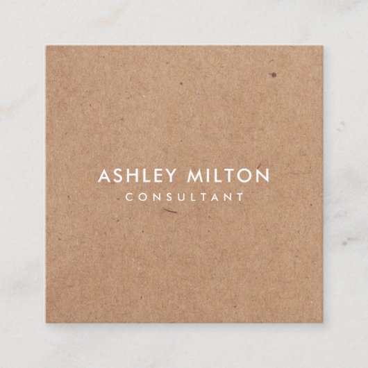 Elegant Olijf Groen Gedrukt Kraft Consultant Vierkante Visitekaartje (Voorkant)