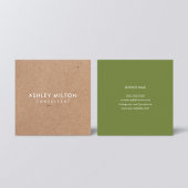 Elegant Olijf Groen Gedrukt Kraft Consultant Vierkante Visitekaartje