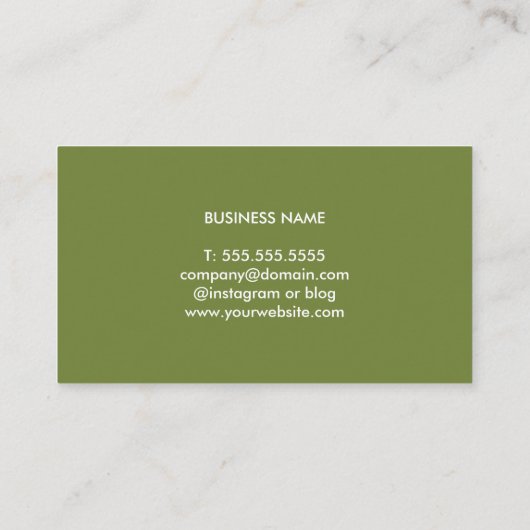 Elegant Olijf Groen Gedrukt Kraft Consultant Visitekaartje (Achterkant)