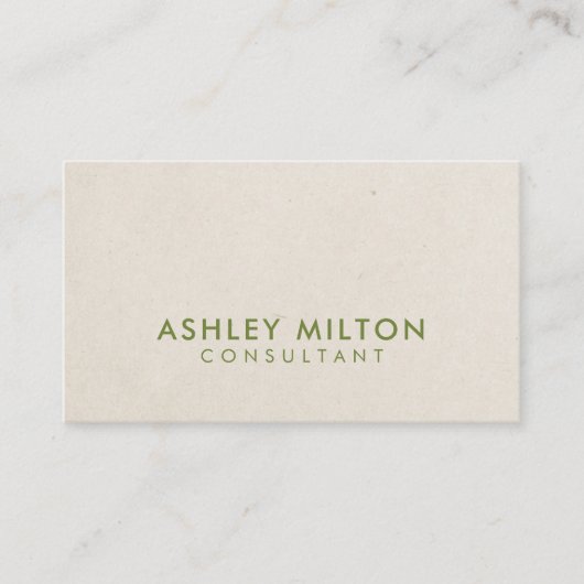 Elegant Olijf Groen Gedrukt Kraft Consultant Visitekaartje (Voorkant)