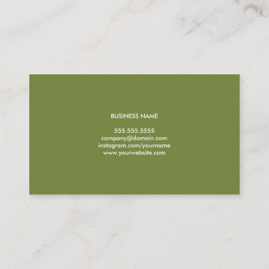 Elegant Olijf Groen Gedrukt Kraft Consultant Visitekaartje (Achterkant)