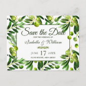 Elegant Olijfblad Boho Tuin Save the Date Aankondigingskaart (Voorkant)