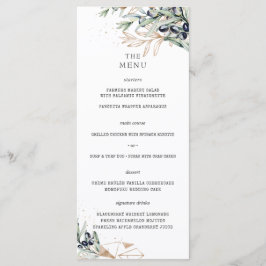 Elegant Olijfboom Groen Goud Huwelijksmenu Menu