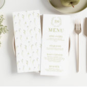Elegant Olijfgroen Bloementuin Bruiloft Menu