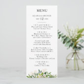 Elegant Olijfgroen Bruiloft Diner Menu (Staand voorkant)