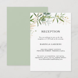 Elegant Olijfgroen Bruiloft Receptie Kaart