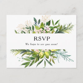Elegant Olijfgroen Bruiloft RSVP Briefkaart