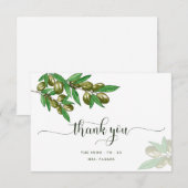 Elegant olijfgroen dank je kaart (Voorkant / Achterkant)