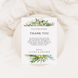 Elegant olijfgroen Dank u Receptie Kaart