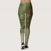 Elegant Olijfgroen en Goud Marmer Leggings (Achterkant)