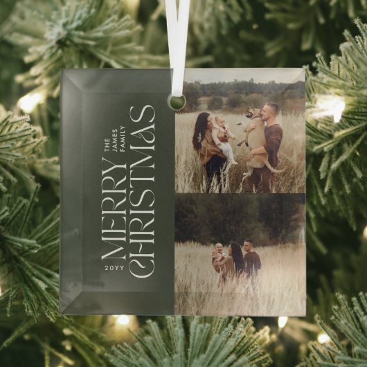 Elegant olijfgroen gebladerte moderne minimale fot glas ornament (Insitu)