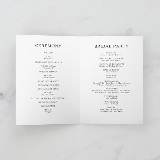 Elegant olijfgroen gevouwen bruiloft programma (Binnen)