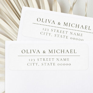 Elegant Olijfgroen Minimalistisch Retouradres  Etiket