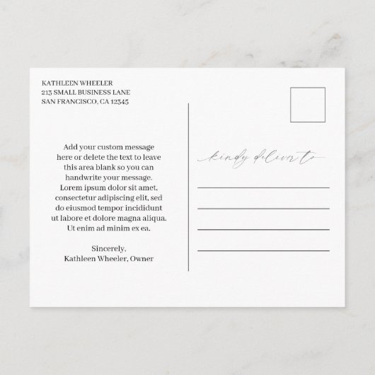 Elegant olijfgroen modern bedrijf dank u briefkaart (Achterkant)