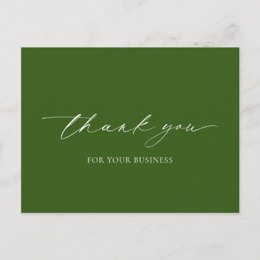 Elegant olijfgroen modern bedrijf dank u briefkaart (Voorkant)