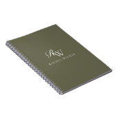 Elegant Olijfgroen Monogram Notitieboek (Rechterzijde)