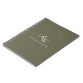 Elegant Olijfgroen Monogram Notitieboek (Linkerzijde)