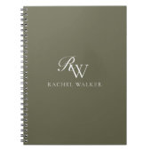 Elegant Olijfgroen Monogram Notitieboek (Voorkant)