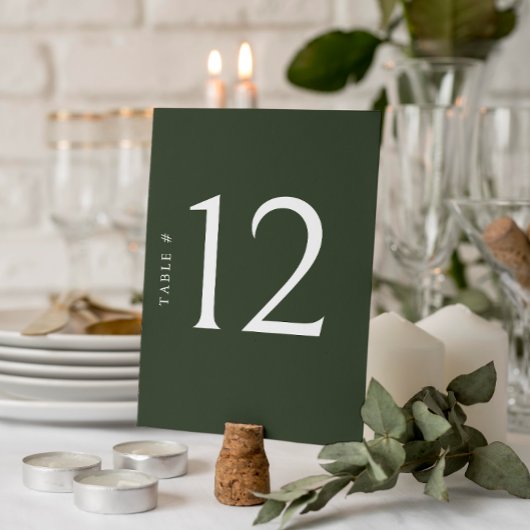 Elegant Olijfgroen Trouwtafel Nummer Kaart