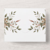 Elegant Olijfgroen & Witte Bloemen Baby shower All In One Uitnodiging (Achterkant)