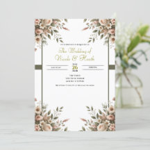 Elegant Olijfgroen & Witte Bloemige Hoek Huwelijk 