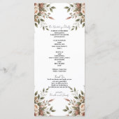 Elegant Olijfgroene en Witte Bloemige Hoek Bruilof Programmakaart (Achterkant)