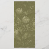 Elegant Olijfgroene Tulp Botanisch Trouwmenu Menu (Achterkant)