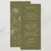 Elegant Olijfgroene Tulp Botanisch Trouwmenu Menu (Voorkant / Achterkant)