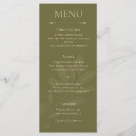 Elegant Olijfgroene Tulp Botanisch Trouwmenu Menu