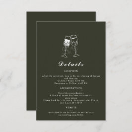 Elegant Olijfhout Groen Trouwdetails Kaart