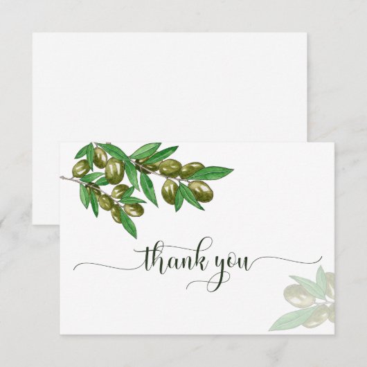Elegant olijfje bedankt je kaart (Voorkant / Achterkant)