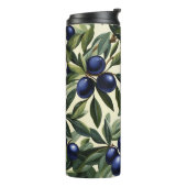 Elegant Olijftak Patroon met Deep Blue Olijven Thermosbeker (Gedraaid links)