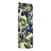 Elegant Olijftak Patroon met Deep Blue Olijven Thermosbeker (Geroteerd rechts)