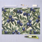 Elegant Olijftak Patroon met Deep Blue Olijven Tissuepapier (Craft)
