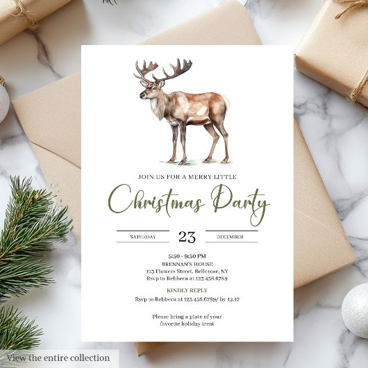 Elegant Olive Beige Minimalist Christmas Party Kaart