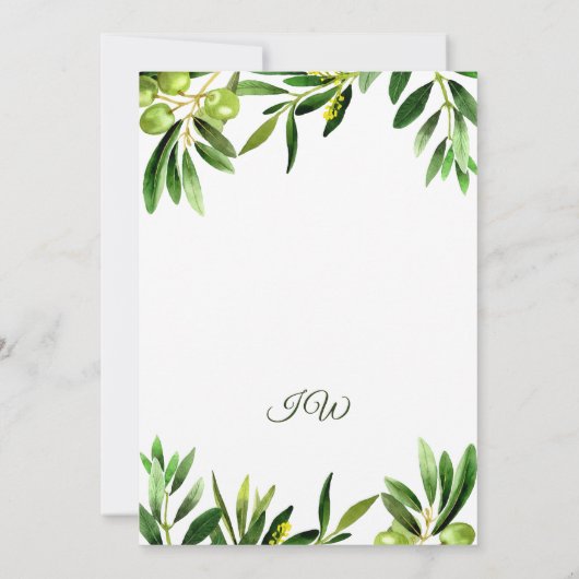 Elegant Olive Boho Garden Bridal Shower Kaart (Achterkant)