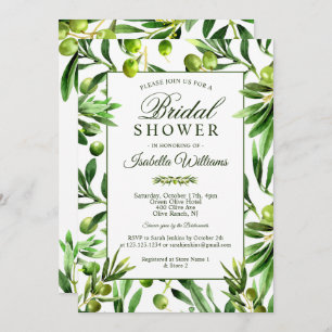 Elegant Olive Boho Garden Bridal Shower Kaart