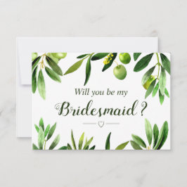 Elegant Olive Boho Garden Bridesmaid Uitnodiging