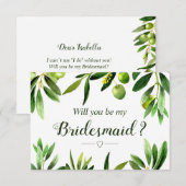 Elegant Olive Boho Garden Bridesmaid Uitnodiging (Voorkant / Achterkant)