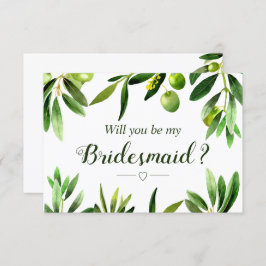 Elegant Olive Boho Garden Bridesmaid Uitnodiging