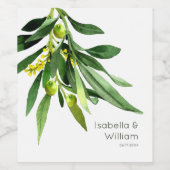 Elegant Olive Boho Garden Wedding Wijn Etiket (Enkel label)