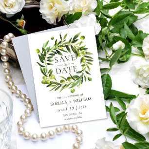 Elegant Olive Boho Save the Date Wedding Card