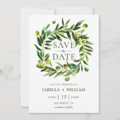 Elegant Olive Boho Save the Date Wedding Card (Voorkant)