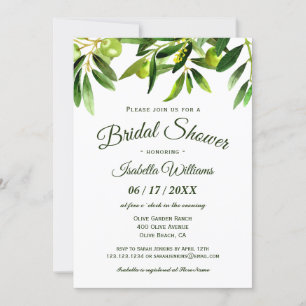 Elegant Olive Boho Summer Bridal Shower Kaart