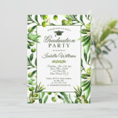 Elegant Olive Boho Tuin Graduation Party Kaart (Staand voorkant)