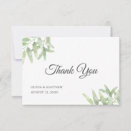 Elegant Olive Branch. Botanische eenvoudige bruilo Bedankkaart