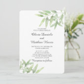Elegant Olive Branch. Botanische eenvoudige bruilo Kaart (Staand voorkant)