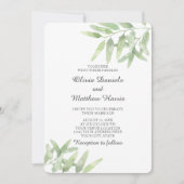 Elegant Olive Branch. Botanische eenvoudige bruilo Kaart (Voorkant)